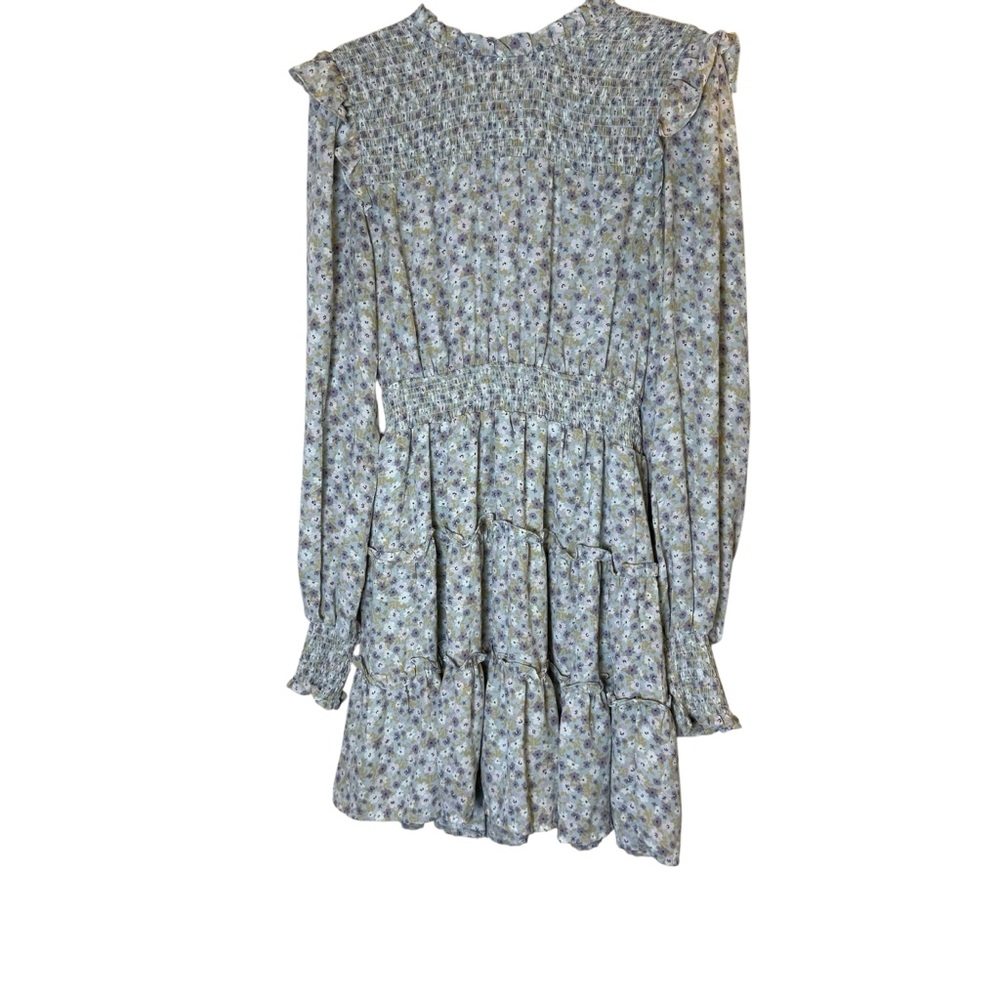 By The River Feminine 80’s Inspired Pastel Ditzy Floral Tiered Mini Dress sz L